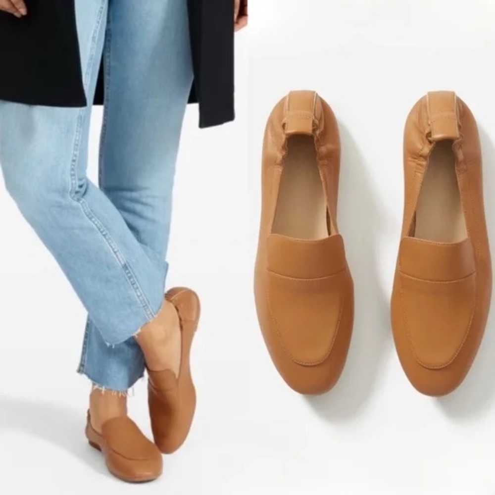 Everlane Caramel Tan Leather Slip-On Loafers